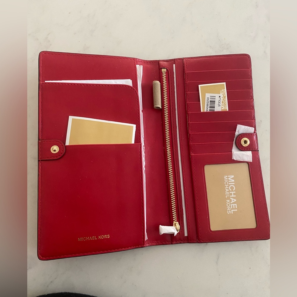 Michael Kors Red Leather Wallet New